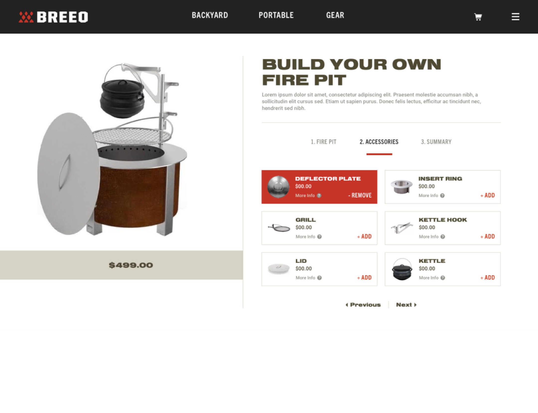 Fire pit builder preview