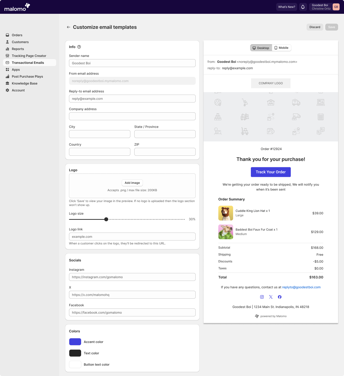 Transactional Email Template Editor