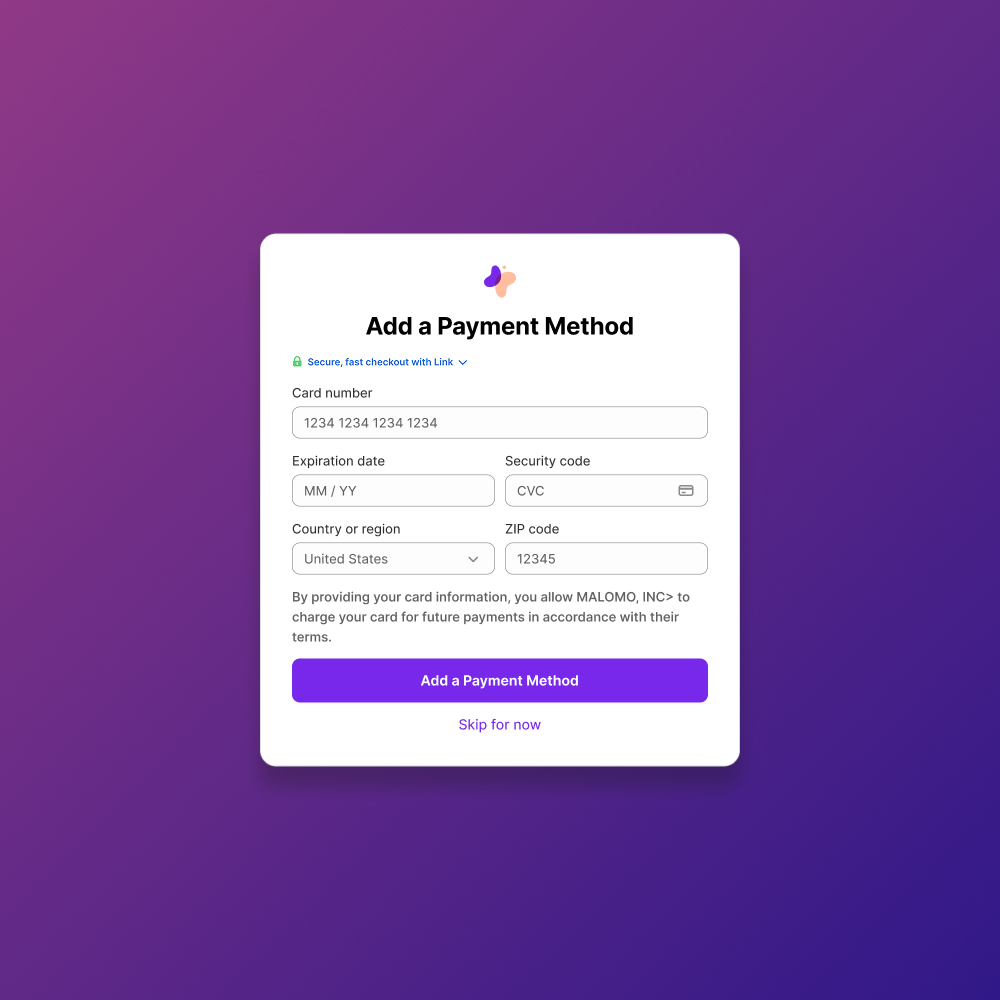 Step 2: Payment method